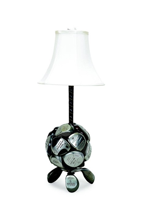 Golf Themed Table Lamp Made From Vintage Recycled And Welded Sphere Of Metal Drivers Golf Themed Table Lamp Made From, Golf Themed Lamps