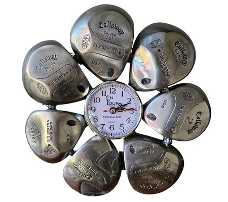 Callaway Golf Themed Clock - Flower Design, Callaway Metal Drivers CLK-FLWR-CLWY