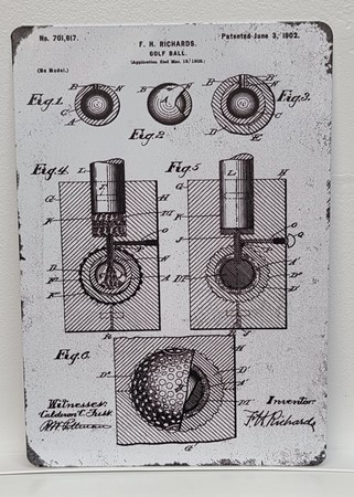 Vintage Tin Sign - Golf Ball Patent SGN-PTNT