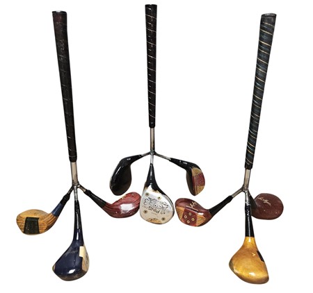 Vintage Golf Gifts  - Various Golf Clubs Paper Towel Holder - Wood Drivers Base PTHWD