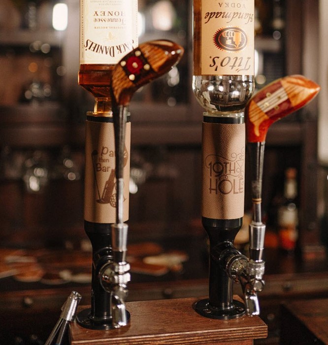 Golf Themed Whiskey Tower - Golf Mancave Bar Liquor Tap